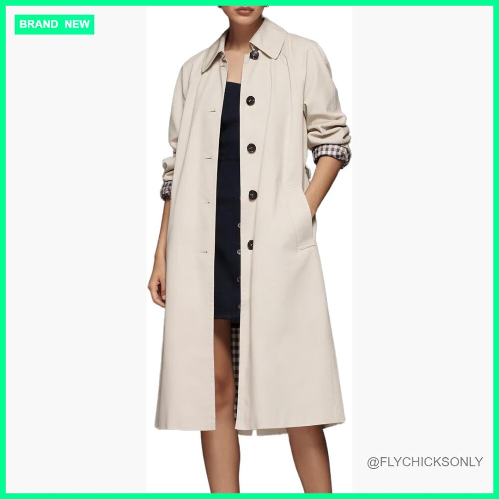 Lightweight Polyester Trench Coat Single Breasted… - image 1